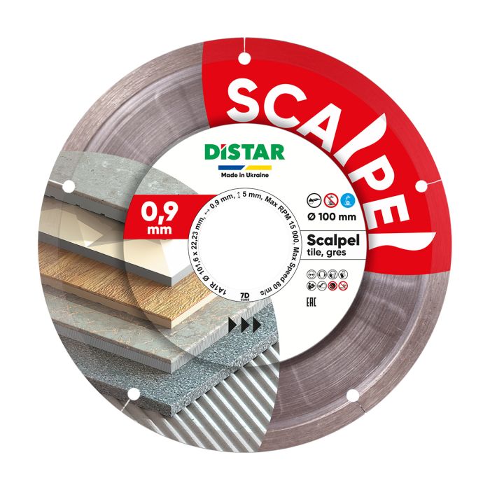 Круг алмазный отрезной Scalpel 7D (керамика, керамогранит) 101,6x0,9/0,5x5x22,23; DISTAR