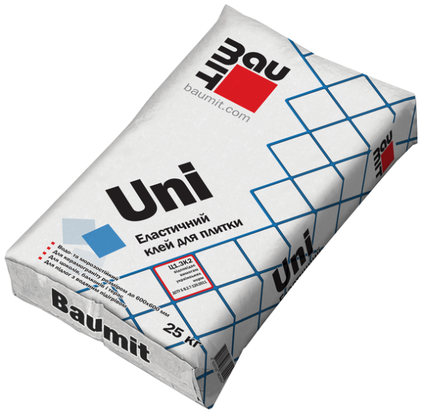 Baumit Uni эластичний клей для плитки, 25 кг
