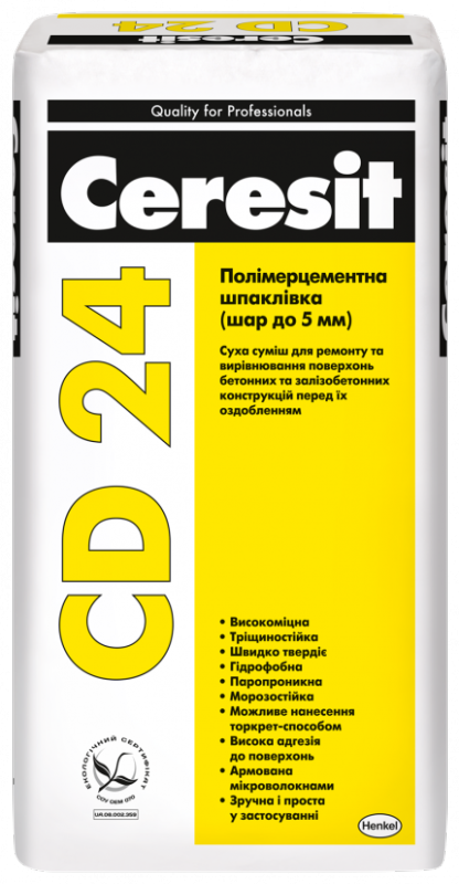 CERESIT CD 24 Полимерцементная шпаклевка, 25 кг