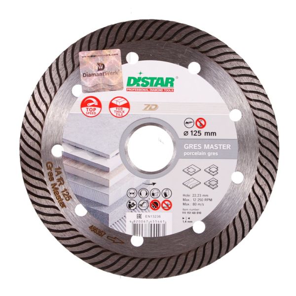 Круг алмазный отрезной GresMaster 7D Turbo (керамика; глянц.керамика; кафель) 125х1,4х10; DISTAR