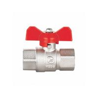Кран латунный шаровой 3/4" резьба В/В ручка бабочка, Double-lin