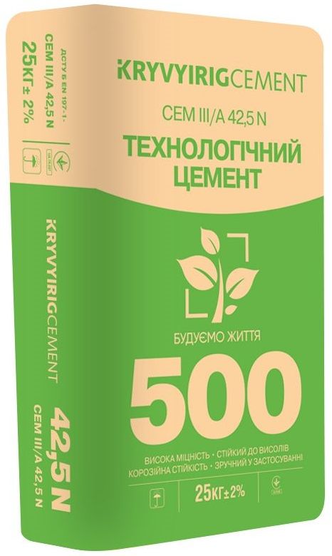 Цемент ШПЦ ІІІ/А-Ш-500 тара 25 кг EU (Кр.Рог. 64шт /пал)