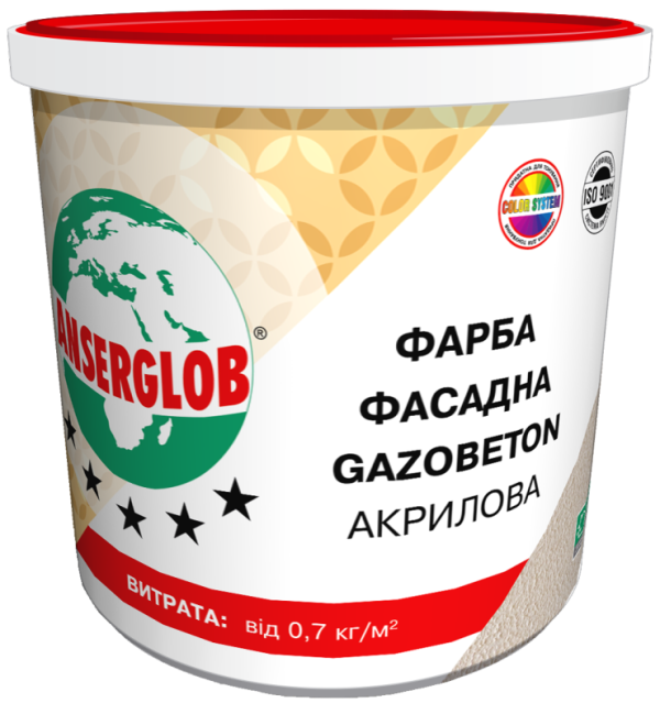 ANSERGLOB Краска структурная акриловая GAZOBETON 14кг