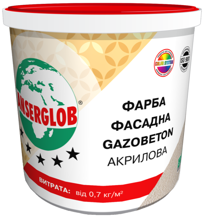 ANSERGLOB Краска структурная акриловая GAZOBETON 14кг