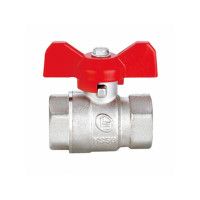 Кран латунный слойный Base 3/4" резьба В/В ручка бабочка, Double-lin