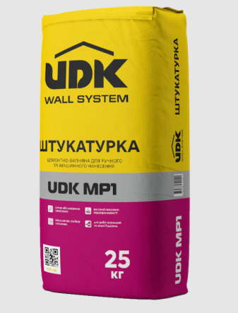 UDK MP1 Цементно-известковая штукатурка для ручного и машинного нанесения, 25 кг