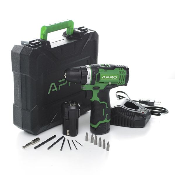 Дрель-шуруповерт 12D, 12V, 1.5 А, 2 АКБ, зарядное, кейс APRO