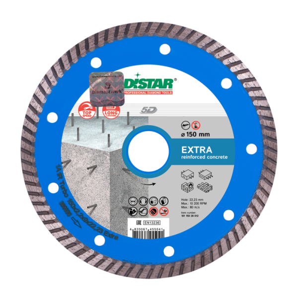 Круг алмазный отрезной EXTRA MAX 5D Turbo (бетон;армир.бетон;камень) 180х2,4х9; DISTAR