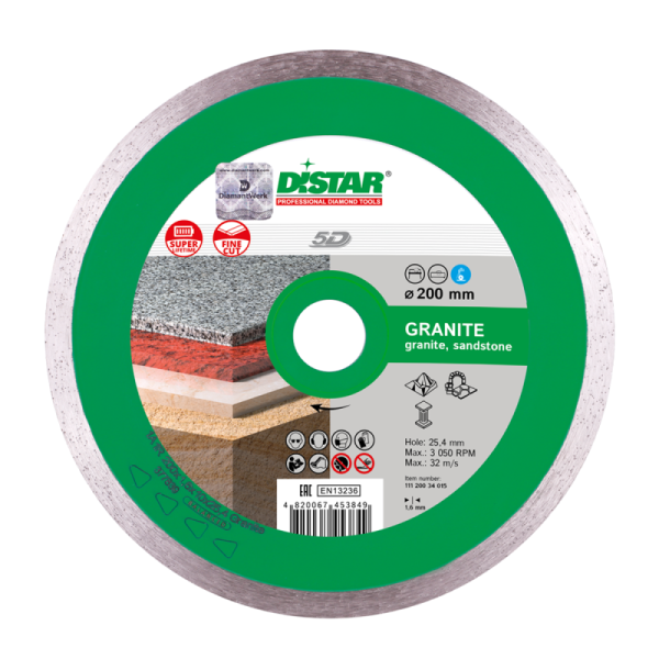 Круг алмазный отрезной Granite 5D (гранит; мрамор; песчаник) 180х1,4х8,5x25,4; DISTAR