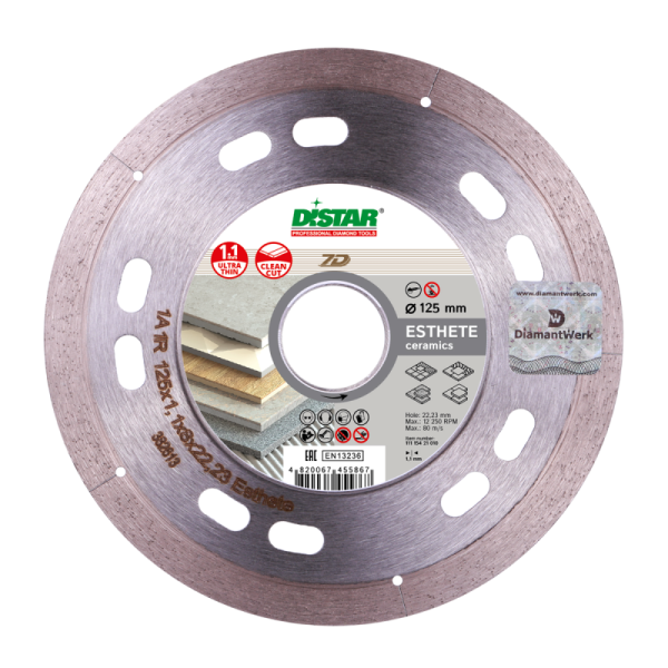 Круг алмазный отрезной ESTHETE 7D (керамика; глянц.керамика; кафель) 125х1,1х8; DISTAR