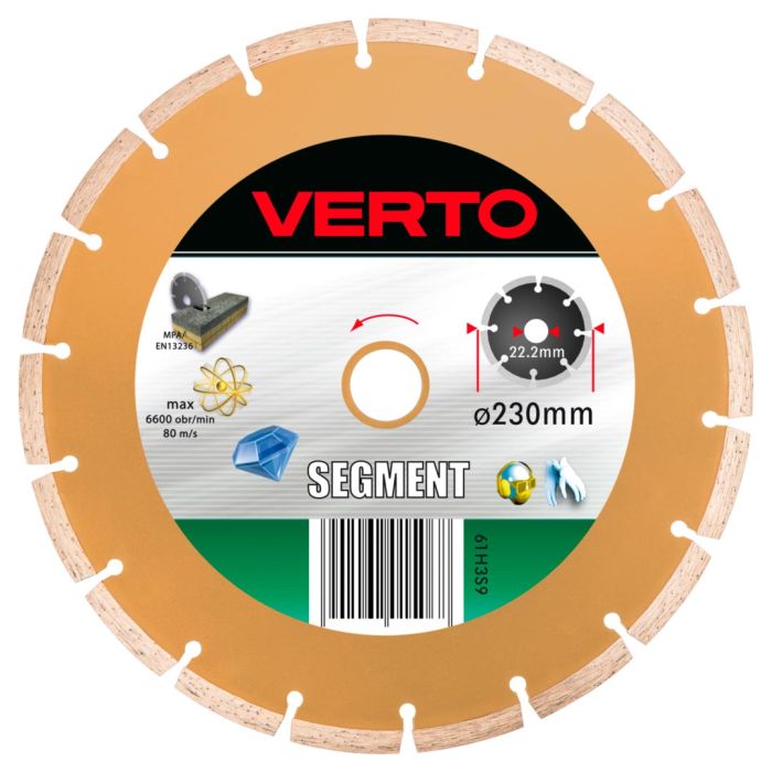 Круг алмазный  230 х 2,6 х 22,23 SEGMENT (киприч, бетон, камень); VERTO 61H3S9