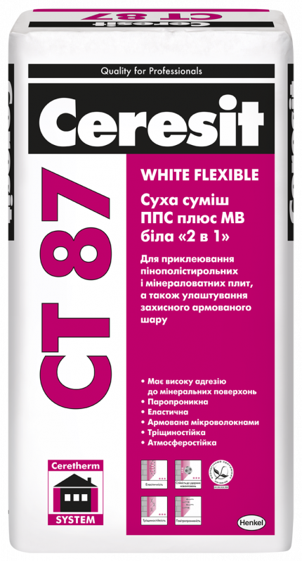 CERESIT CT 87 СРОК ГОДНОСТИ 04/22 Смесь ППС плюс МВ белая "2 в 1", 25кг