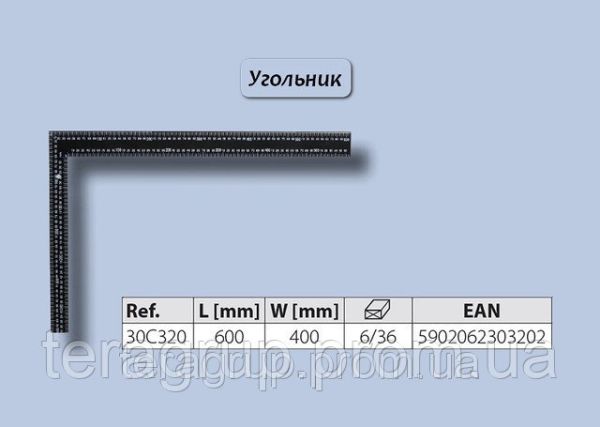 Угольник, 600 мм x 400 мм 30C320