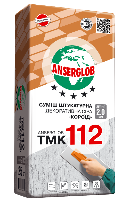 ANSERGLOB ТМК-112 Штукат. декор. Короед 2,0 серая, 25 кг