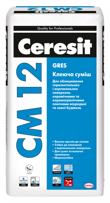 CERESIT CM 12 Клеющая смесь для керамогранита, 25 кг