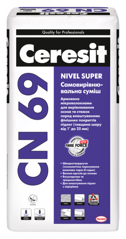 CERESIT CN 69 Самовыравн. смесь для полов с подогревом, 3-15 мм, 25 кг
