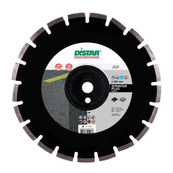 Круг алмазный отрезной SprinterPlus 5D segment (асфальт;гравий) 350х3,2х8х25,4;  DISTAR