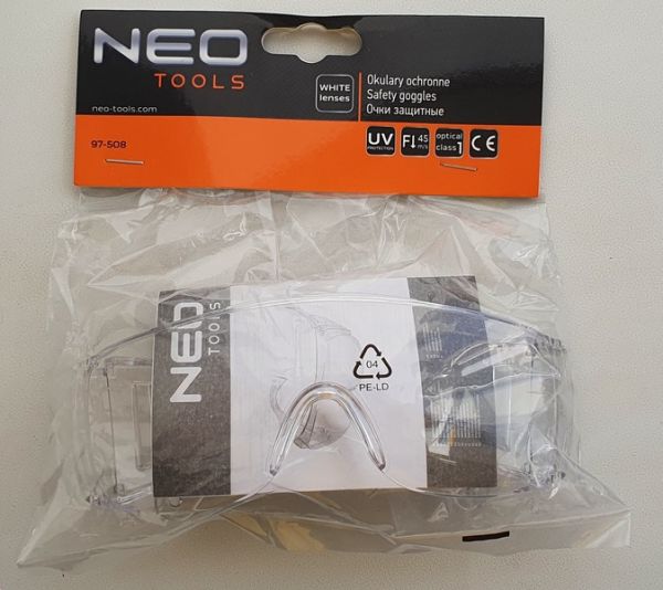 Очки защитные, белые линзы, класс сопротивления F (Аналог: 82S108) NEO 97-508