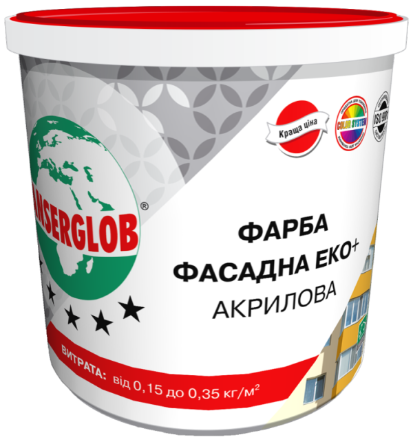 ANSERGLOB Краска акриловая ФАСАД ЭКО+, 14 кг (44/уп, люб)