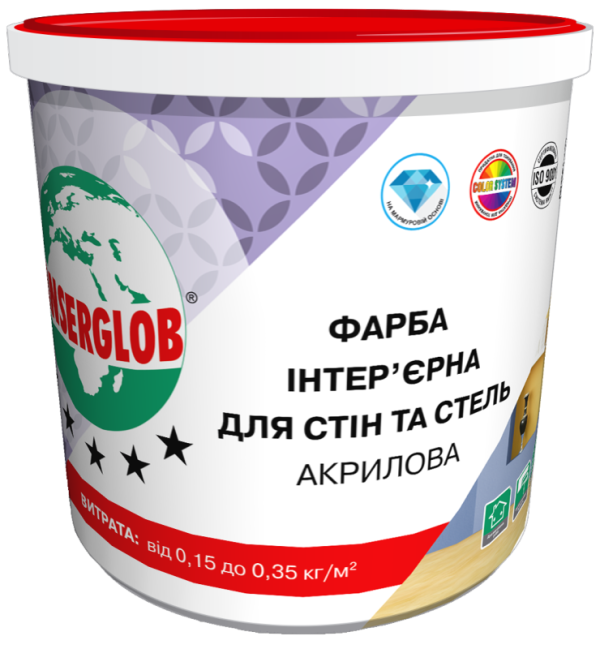 ANSERGLOB Краска интерьерная для стен и потолка акриловая 14 кг