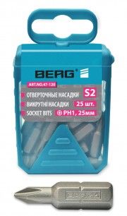 Отверточные насадки S2 в футляре, PH2, 50мм, 10шт, Berg 47-124