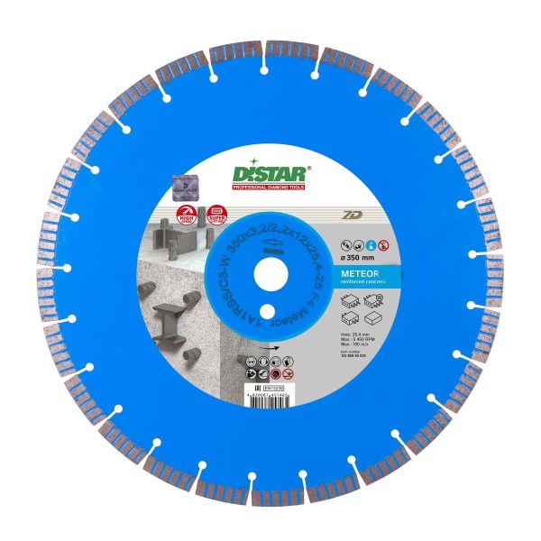 Круг алмазный отрезной Meteor 7D segment (армир.бетон; бетон; камень) 350х3,2х11,5x25; DISTAR