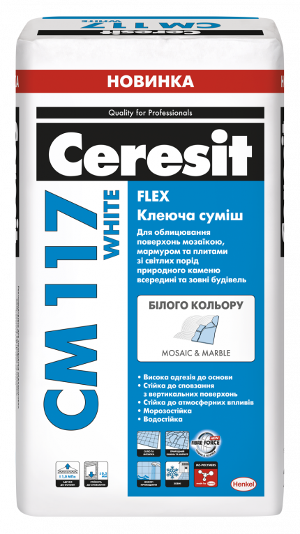 CERESIT "WHITE" CM 117/25 кг  кл.смесь для мрамора и мозайки  Marble & Mosaic