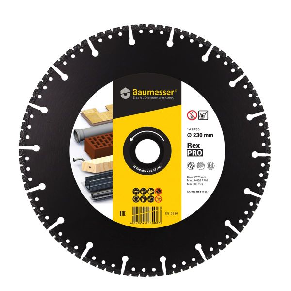 Круг алмазный отрезной RexPRO (фанера,пластик,дерево,кирпич,металл) 230×2,6×6 Distar-BAUMESSER