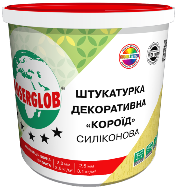 ANSERGLOB Штукатурка "Короед" 2,5мм 25кг СИЛІКОНОВА