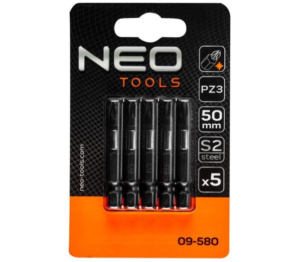 Ударные биты S2, 50 мм, PZ3 – 5 шт. NEO 09-580