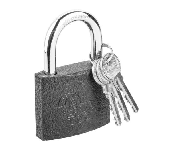 Замок навесной 60 мм, 2 ключа, чугунный Top Tools 90U303