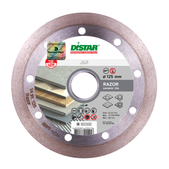 Круг алмазный отрезной RAZOR 5D (керамика; глянц.керамика; кафель) 150х1,6х8; DISTAR