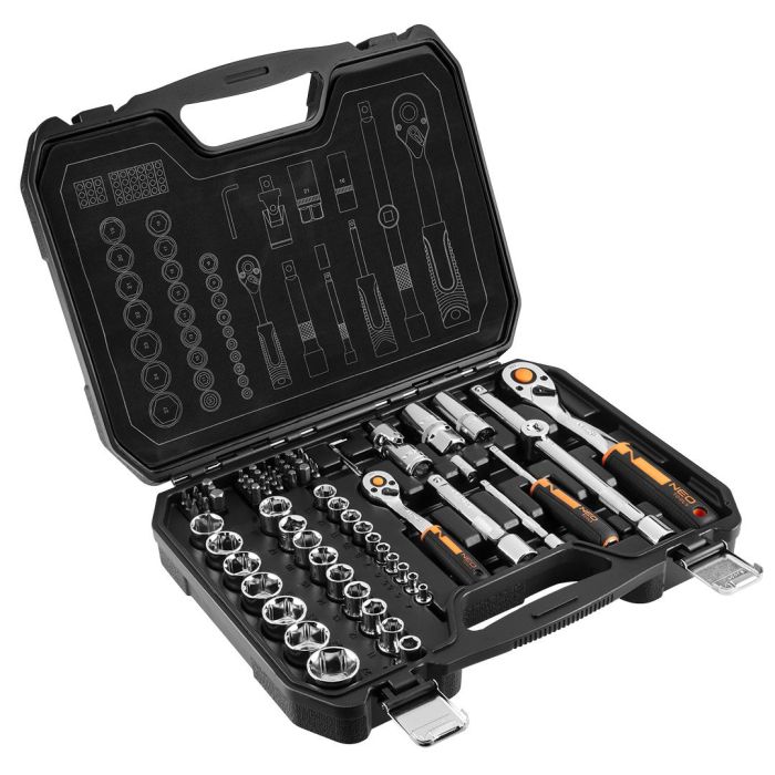 Головки сменные 73 шт., 1/2 ", 1/4", CrV  (аналог 08-673) NEO 10-054