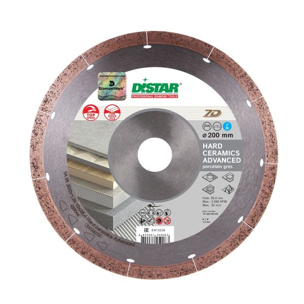 Круг алмазный отрезной HardCeramics Advanced 7D (керамогранит) 180х1,4х8,5х25,4; DISTAR