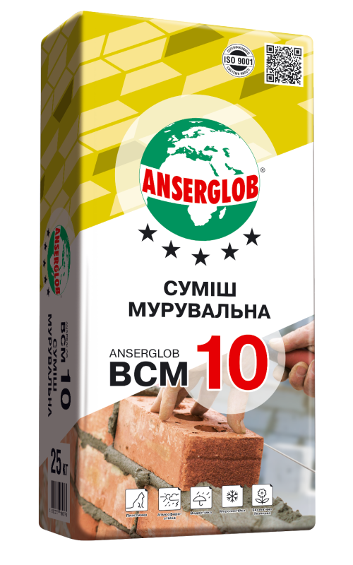 ANSERGLOB ВСМ-10 смесь кладочная, 25 кг