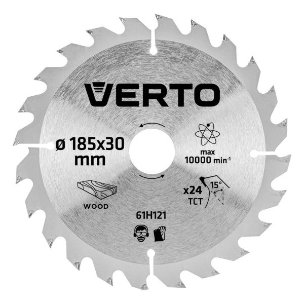 Диск пильный 185 x 30 мм 24 зуб. по дереву VERTO