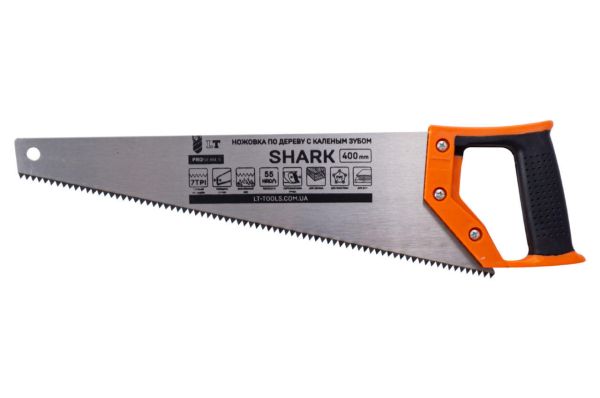 Ножовка по дереву "SHARK" с каленым зубом 450 мм, прорезиненная ручка, 7 зубов на 1 дюйм LT 38-450