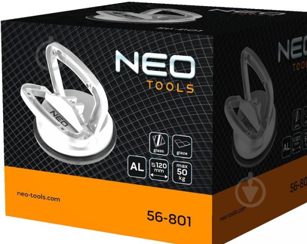 Присоска для установки стёкол и керамики, одинарная алюминиевая, до 50 кг; NEO 56-801