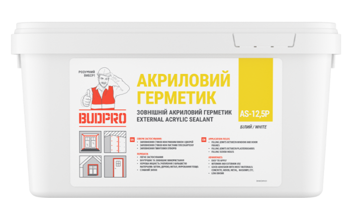 Герметик акриловый BUDPRO AS 12,5P External Acrylic Sealant Белый 7kg H4907