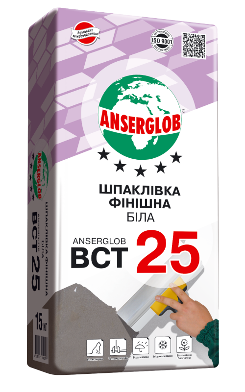 ANSERGLOB ВСТ-25 шпаклевка фасадная белая, 15кг