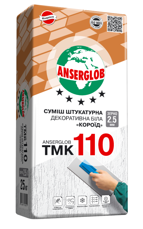 ANSERGLOB ТМК-110 Штукат. декор. Короед 3,5 белая, 25 кг