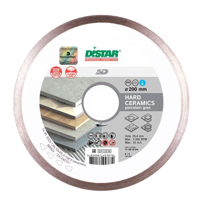 Круг алмазный отрезной HardCeramics 5D (керамика; глянц.керамика; кафель) 350х2,2х10; DISTAR