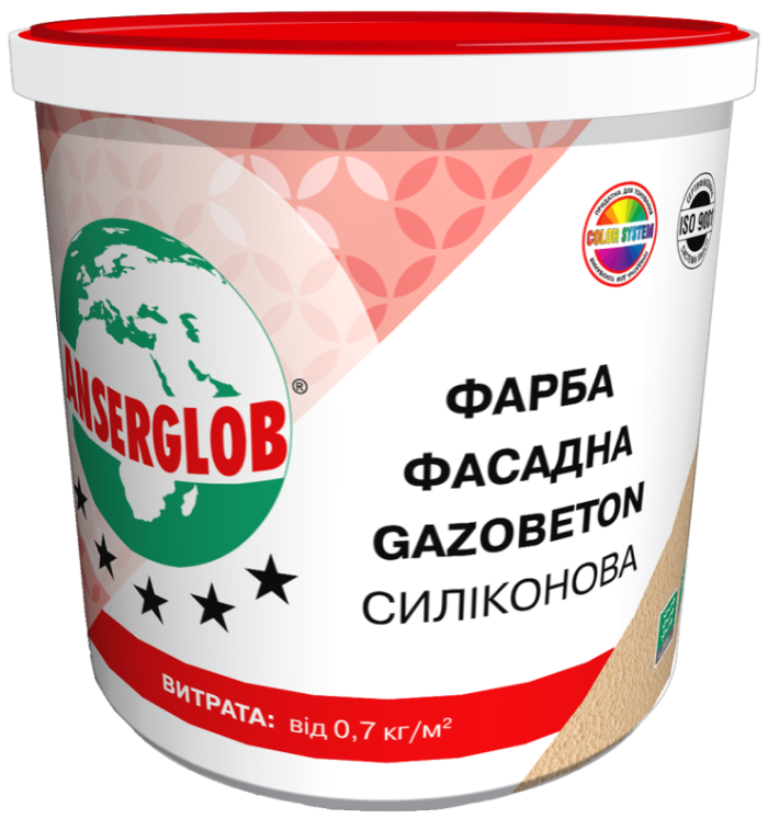 ANSERGLOB Краска структурная силиконовая GAZOBETON, 14 кг